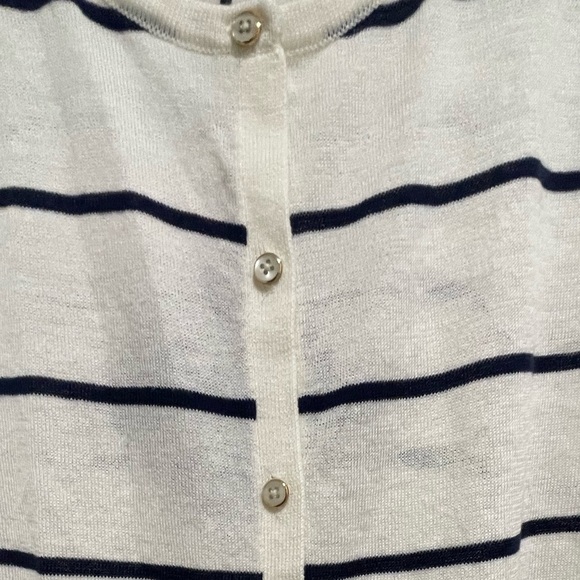 Ava & Viv White Cardigan with Navy Stripes - Picture 3 of 4